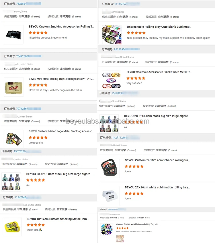 Hot Selling Tobacco Rolling Tray with Lid Sublimate Smoking Kit Accessories Tin Metal Rolling Wholesale Smoke Shop Tray Serving