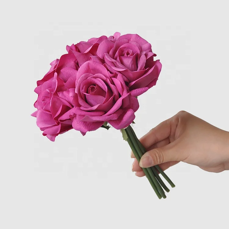 Hot sale artificial flower 5pcs/bath velvet various color rose flower for wedding decor