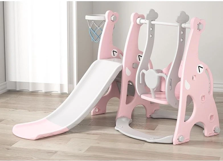 New Design Multi-colour Indoor Slide Plastic Cartoon Slide And Swing Toys for Kids