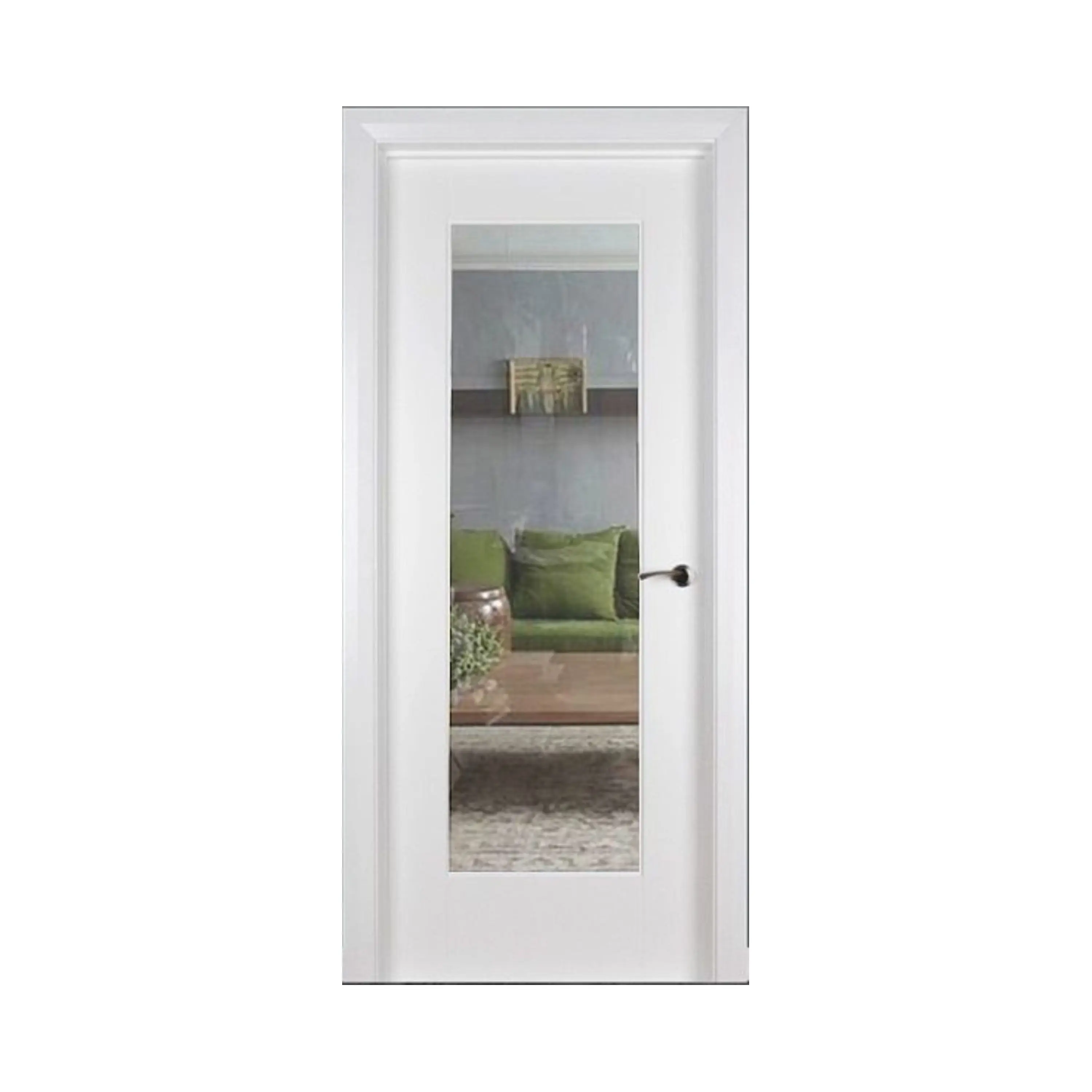 Pre-hung Classy Modern Solid Wood Panel Interior Clear Glass Kitchen Door