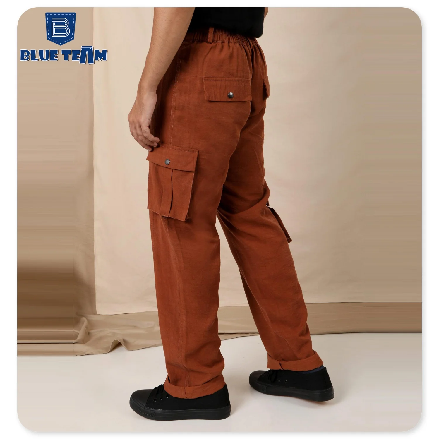 Blue Team | Custom mens denim set twill fabric solid color cargo jacket and cargo pants denim with pockets jeans suits for men