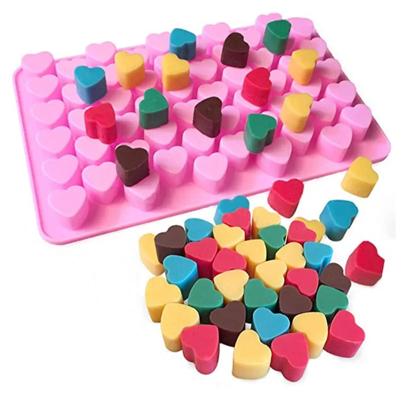 2024 Mini heart Shape 55 Cavity baking molds Silicone bakeware set for pet Chocolate Jello Gummy Candy silicone baking mold