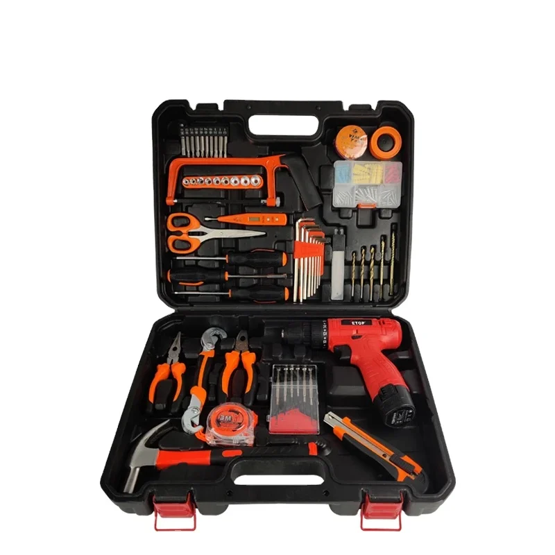 ETOP Direct Sales 125pcs Professional multi-purposed Tool Kit with 10mm cordless Drill Machine