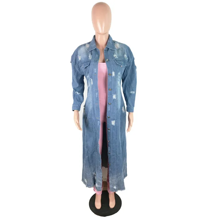 Custom logo 2021 fall fashion women long sleeve ripped ladies jean jacket
