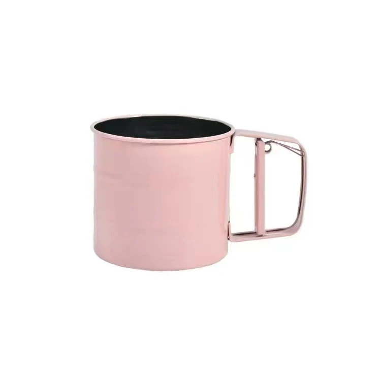 Manufacturer supplies pink green stainless steel hand-pressed semi-automatic flour baking filter icing sugar sieve