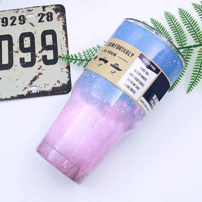 Custom Logo Vacuum Stainless Steel 30oz Car Water Bottle Coffee Iced Cup For Business