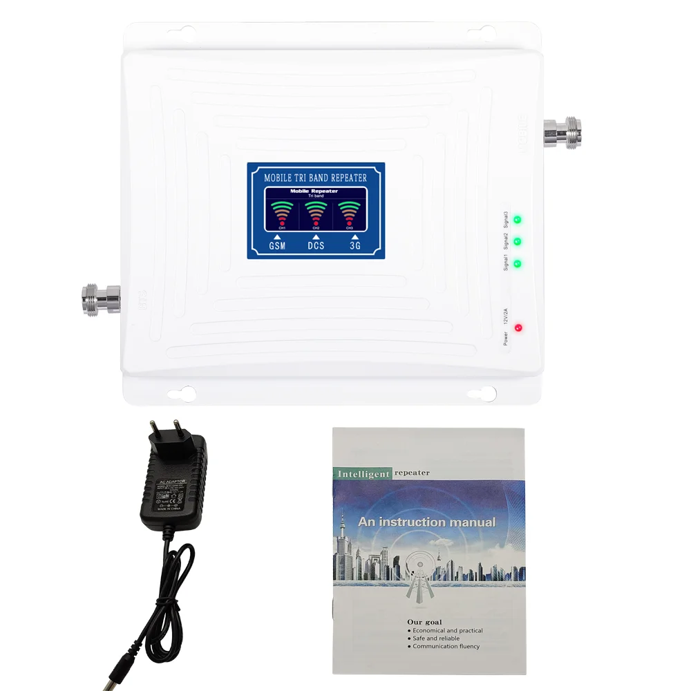 Manufacturer wholesale aluminum alloy GSM DCS WCDMA signal amplifier /4G network booster Tri  band signal repeater