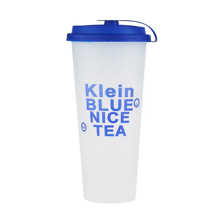 wholesale Disposable 500ml 700ml juice bubble tea cups holographic rainbow film plastic cup with lids