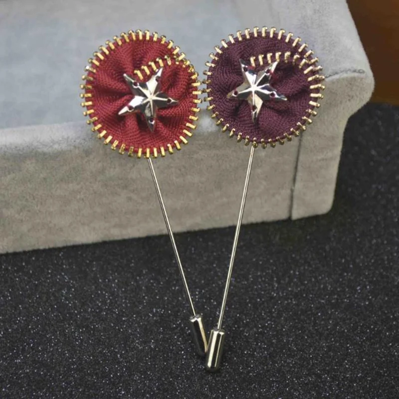 special design funny handmade zipper star flower brooch lapel pin for mens suits