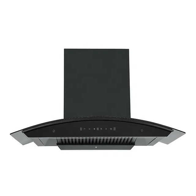 Black curved Glass cook Hood Electric Kitchen Range Hood Home appliance chimney Extractor