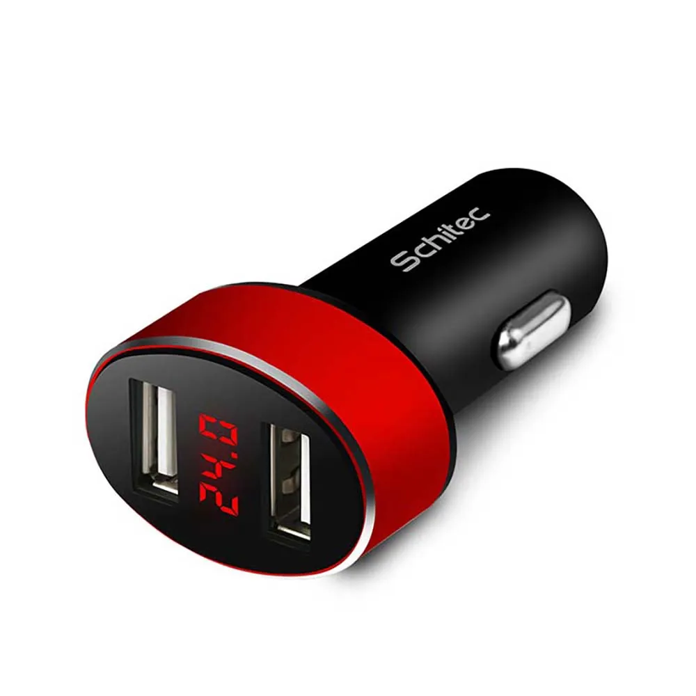 High Quality 2A 10W Dual Port 5v Power Adapter In Car Led Display Charger Adapter For Cell Phone