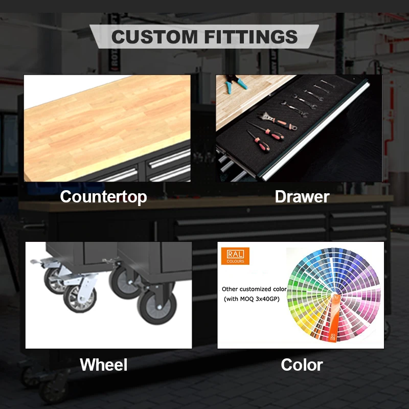 Kinbox 72-Inch 15-Drawer Stainless Steel Tool Cabinet Heavy Duty for Workshop Store Tools