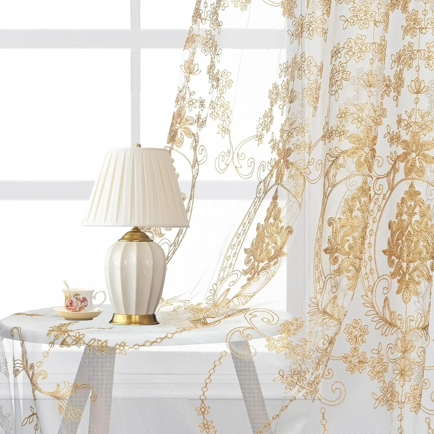 Wholesale nice knitted mesh curtain fabric flowers embroidery curtain fabric wholesale from china