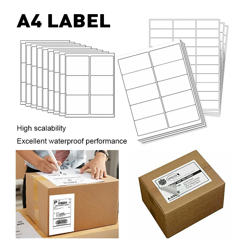 Self Adhesive Label Blank Waterproof Printing Paper Sticker Barcode 44 Label Sheets A4