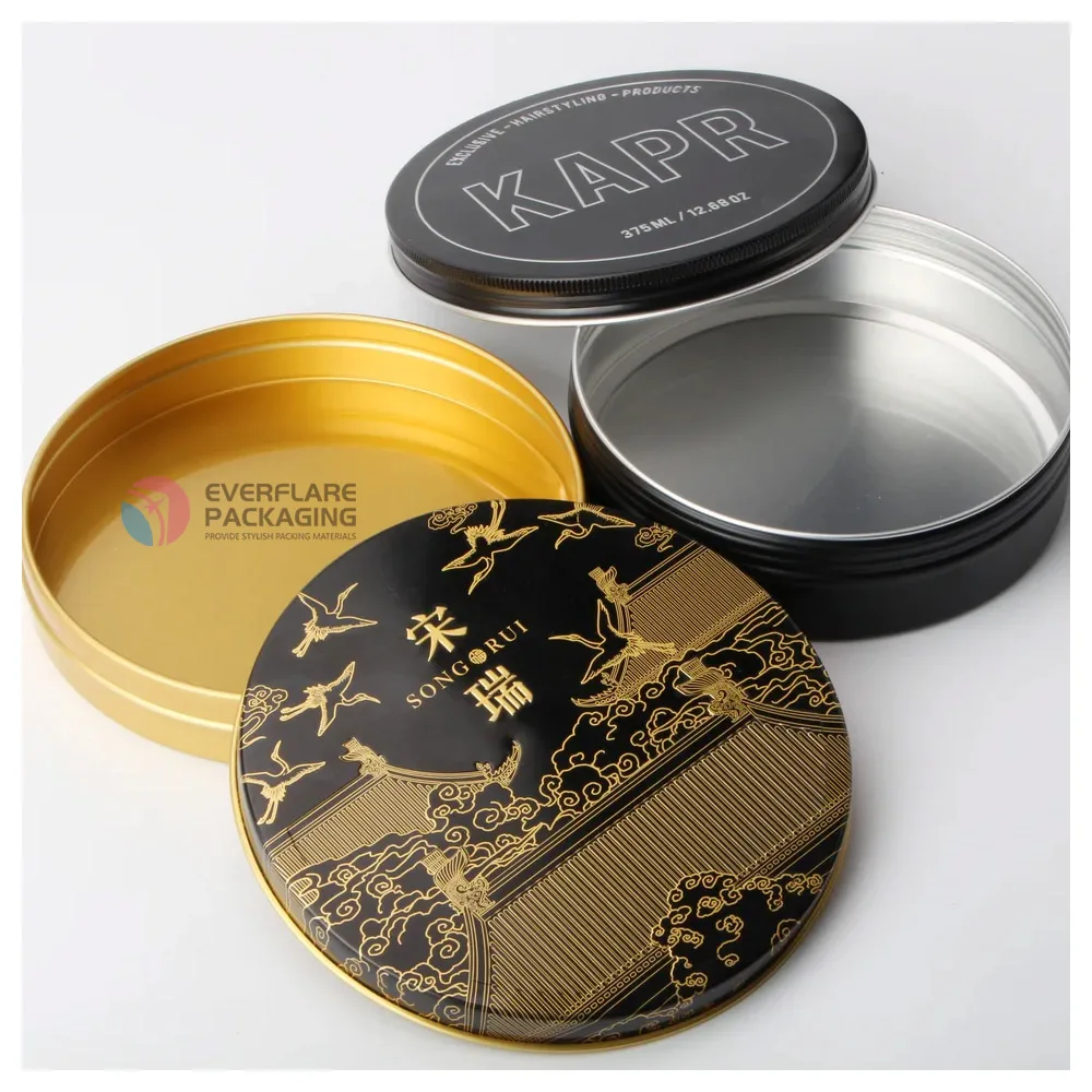 Custom Empty Round Storage balm oils tea daddy packaging Metal Aluminium tin/ can/ concentrate jar