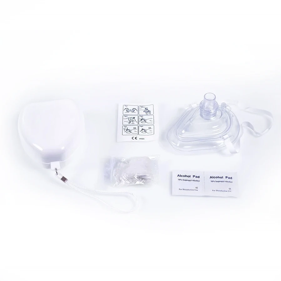 First Aid CPR mask training kit manufacturer for Adult/Kids Resuscitator with One-Way Valve Hard Case with CE ISO Certification