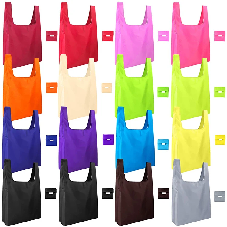 
Wholesale colorful reusable shopping 210D polyester biodegradable grocery bag 