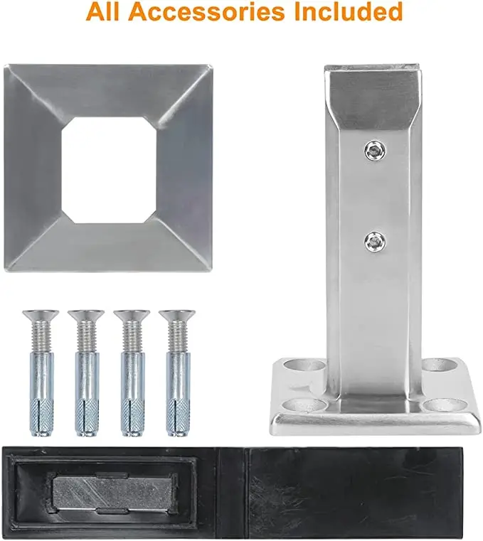 304 Stainless Steel Square Glass Spigots Pool Fence Spigot Clamp Home Garden Stairs Balustrade Railing Balcony Glass Floor Clamp