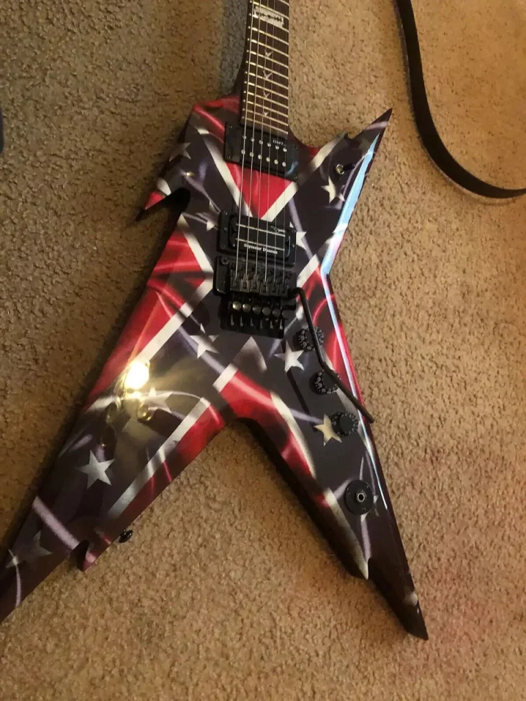 Hand Work Dimebag Darrell Razorback Rebe Red Electric Guitar Floyd Rose Tremolo Dime Razor Inlay Tuners Black Hardware