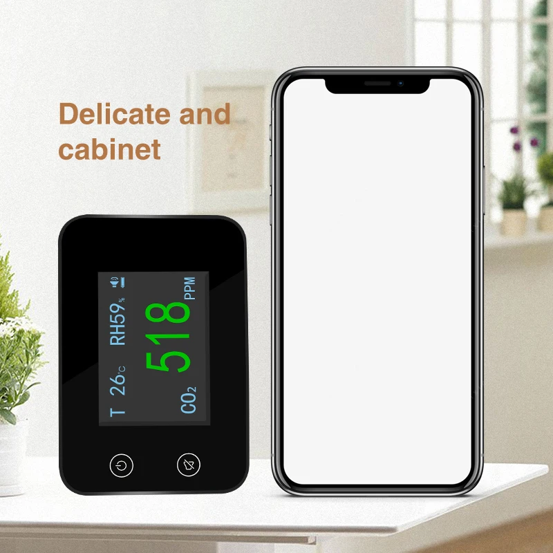 Desktop Carbon Dioxide Gas CO2 Meter Detector Temperature Humidity CO2 Monitor for Grow Tents Wine Cellars Homes Cars