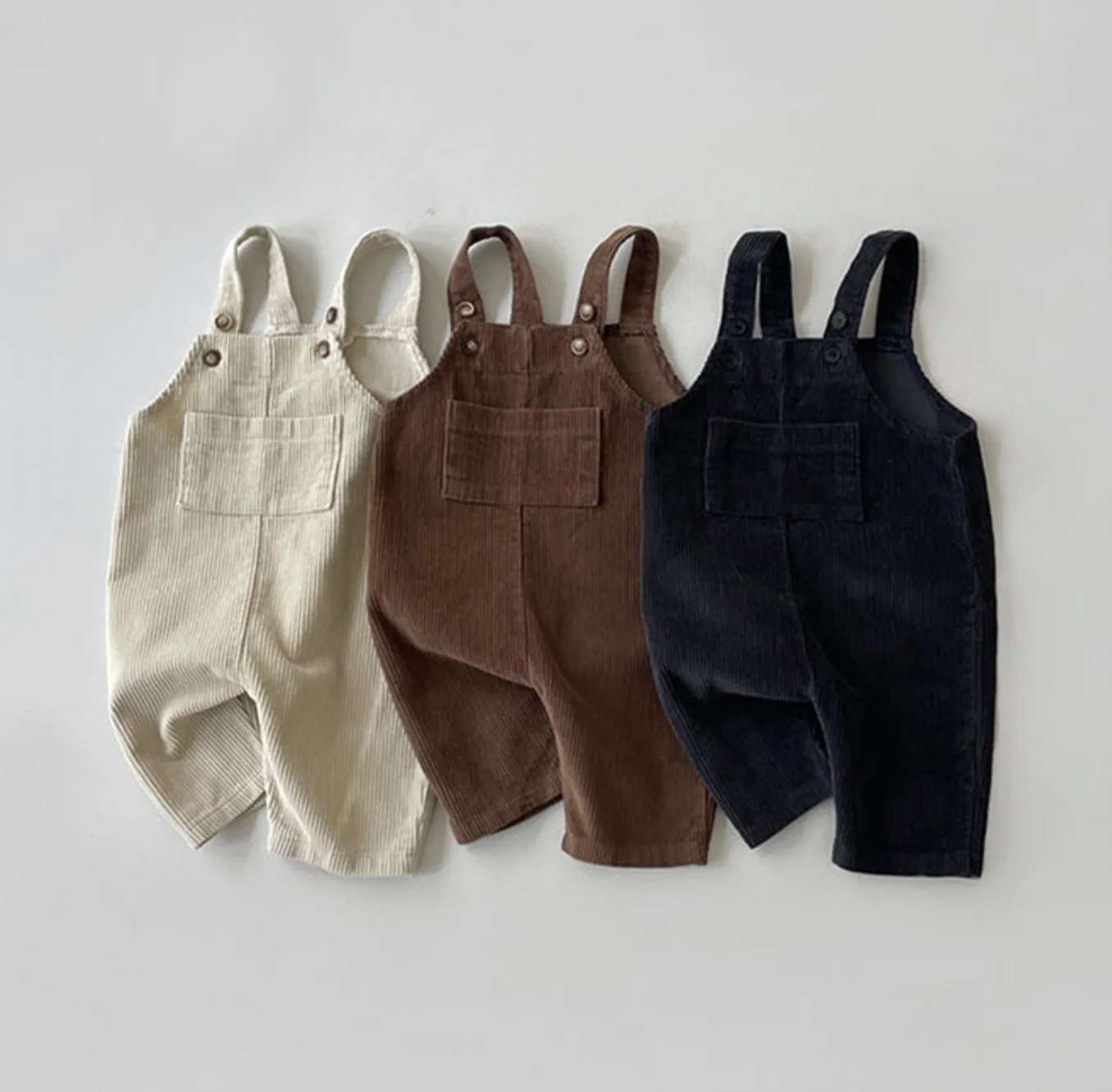 2023 autumn pure color corduroy Han casual baby suspenders