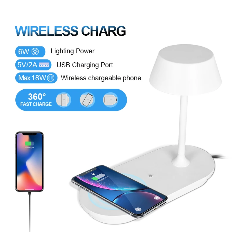 Modern Home Decoration Task Lamp, Wireless Charger Table Lamp Desk Light for Home Office Bedroom Kitchen Nightstand Reading