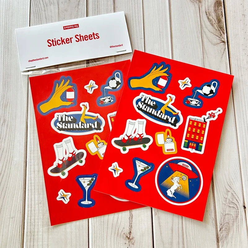 High Quality Waterproof UV Resist Custom Logo Die Cut Stickers Cartoon PVC Vinyl A4 Sheet Sticker Pack With Header Card