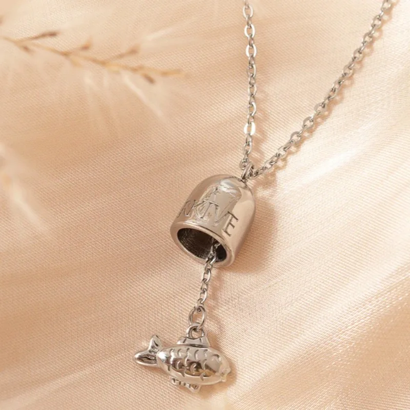 2024 New arrival gold plated Ocean Fish Letter Wind Chime Geometric Pendant Necklace for women