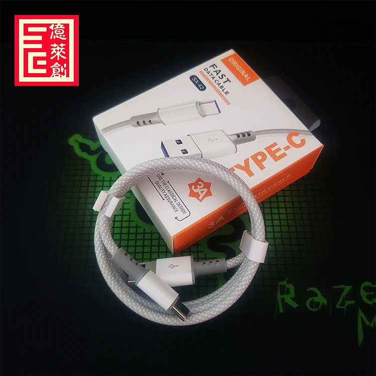 3A nylon braided Type C super fast cable for huawei super fast charging cable for xiaomi turbo cable