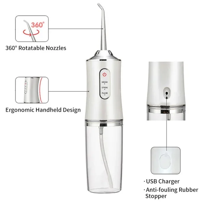 Detachable Water Tank 200ml Cordless Dental Teeth Irrigator Portable Water Flosser Rechargeable Ipx7 Waterproof Oral Irrigator