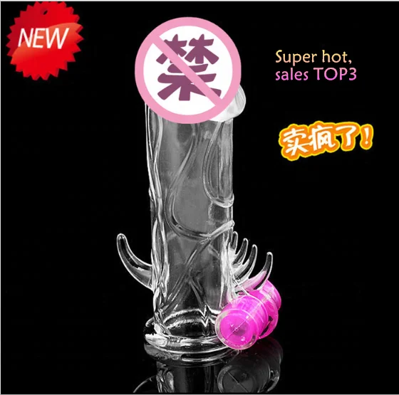 Adult sex products vibrating crystal long dick condom male condom penis condom sexy OEM