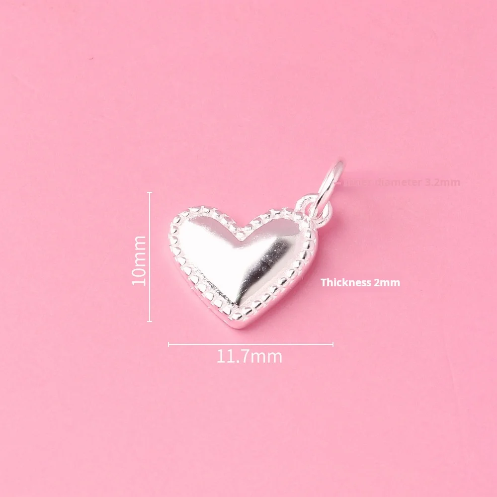 S925 Silver Hand-Woven Diy Accessories Little Red Book Stereo Heart-Shaped Pendant Love Pendant Jewelry Findings & Components