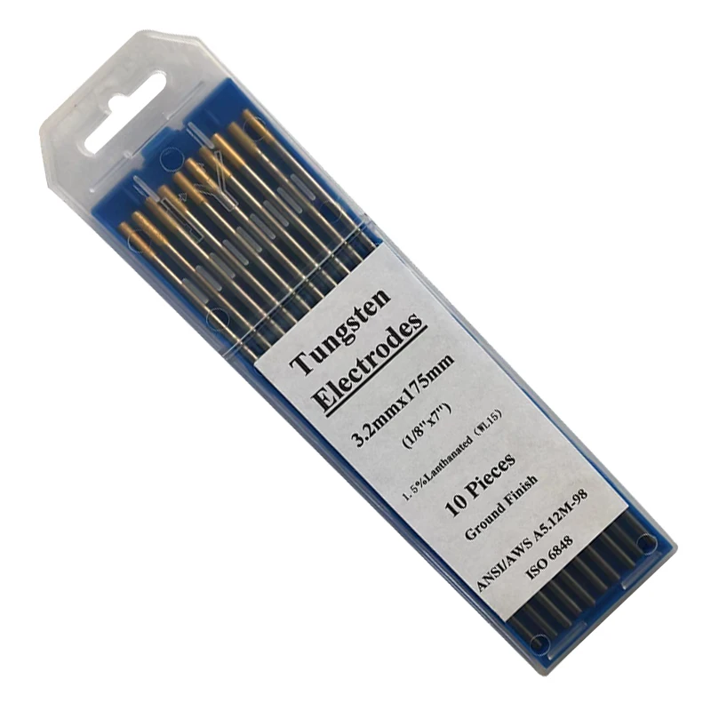 10-pk tig welding 1.5% lanthanated tungsten electrodes Wl15 gold tip wla15 tungsten electrode 3.2mm