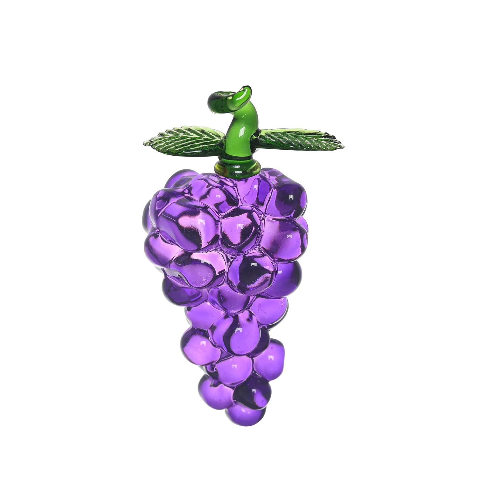 Handmade Glass Purple Grape Figurine Collectibles Crystal Fruit Ornament Decoration Art Glass Grape Miniature for Home Office