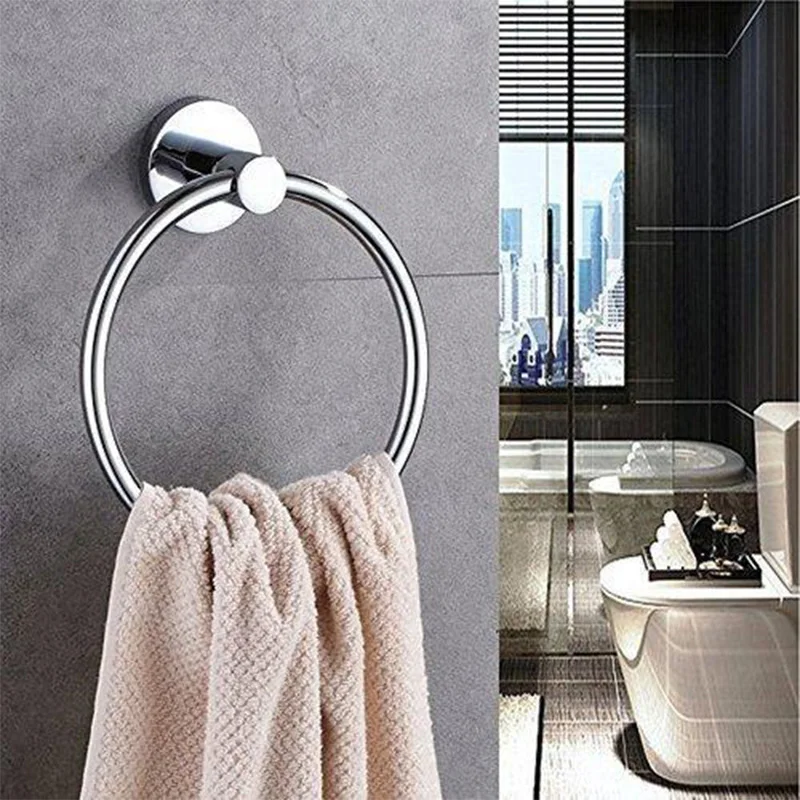 Customized New Product New Stainless Steel Bathroom Wall Mounted Towel Rack Holder Black Towel Ring