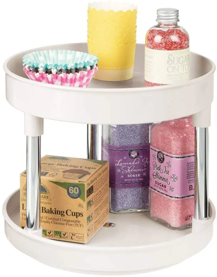Suitable for cabinets, pantry, refrigerator, workbench, 2 floors Lazy Susan turntable food storage container