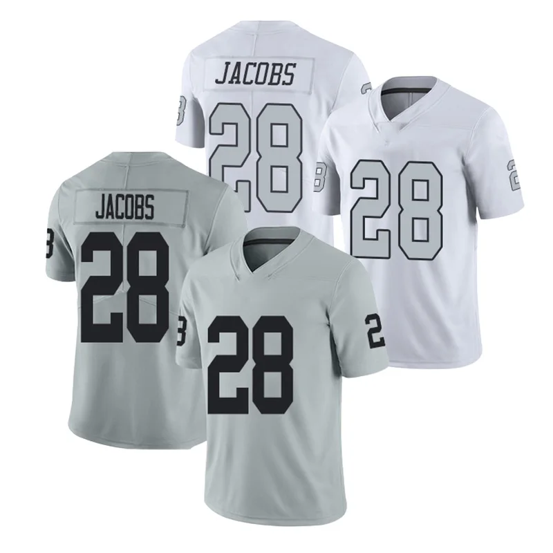 28 Josh Jacobs Raider s Stitched American Football Jersey Las Vegas Shirts Wholesale Men Breathable Uniform