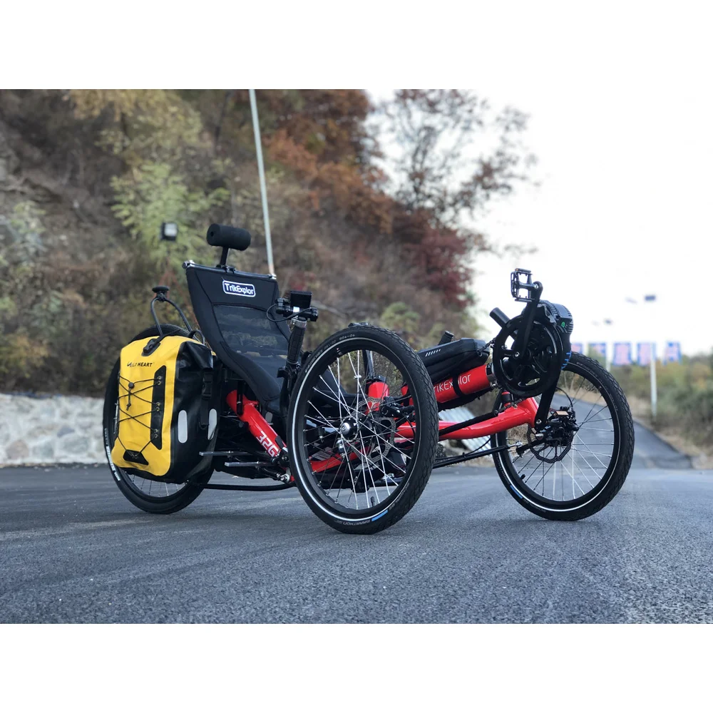 48v500W Mid Motor Large Torque Electric Touring Tadpole Recumbent Trike with Unique Suspension Seat