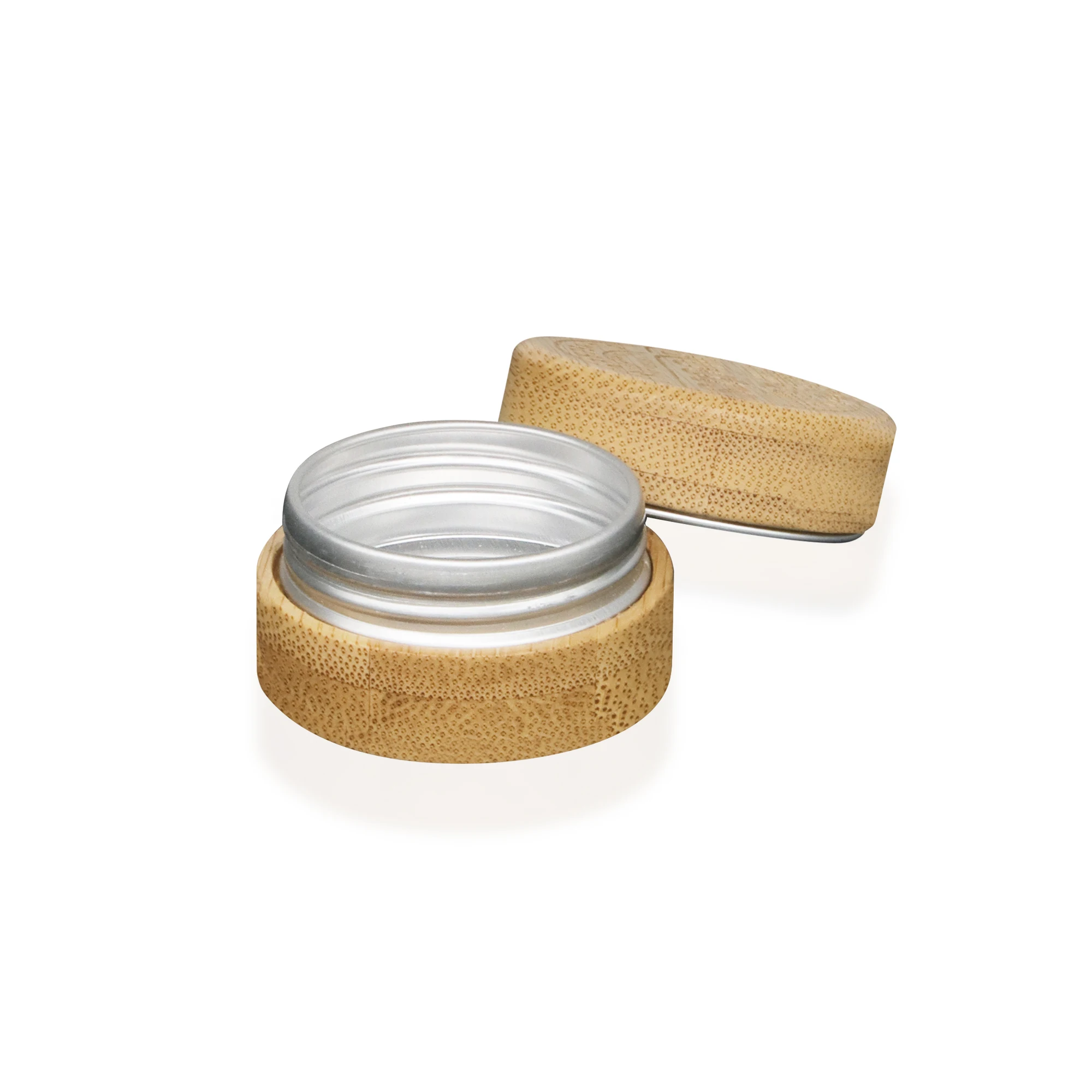 Eco Friendly Cream Jar Solid Maple butter cream Wood Cosmetic Container 15G Empty Bamboo Aluminum Jar