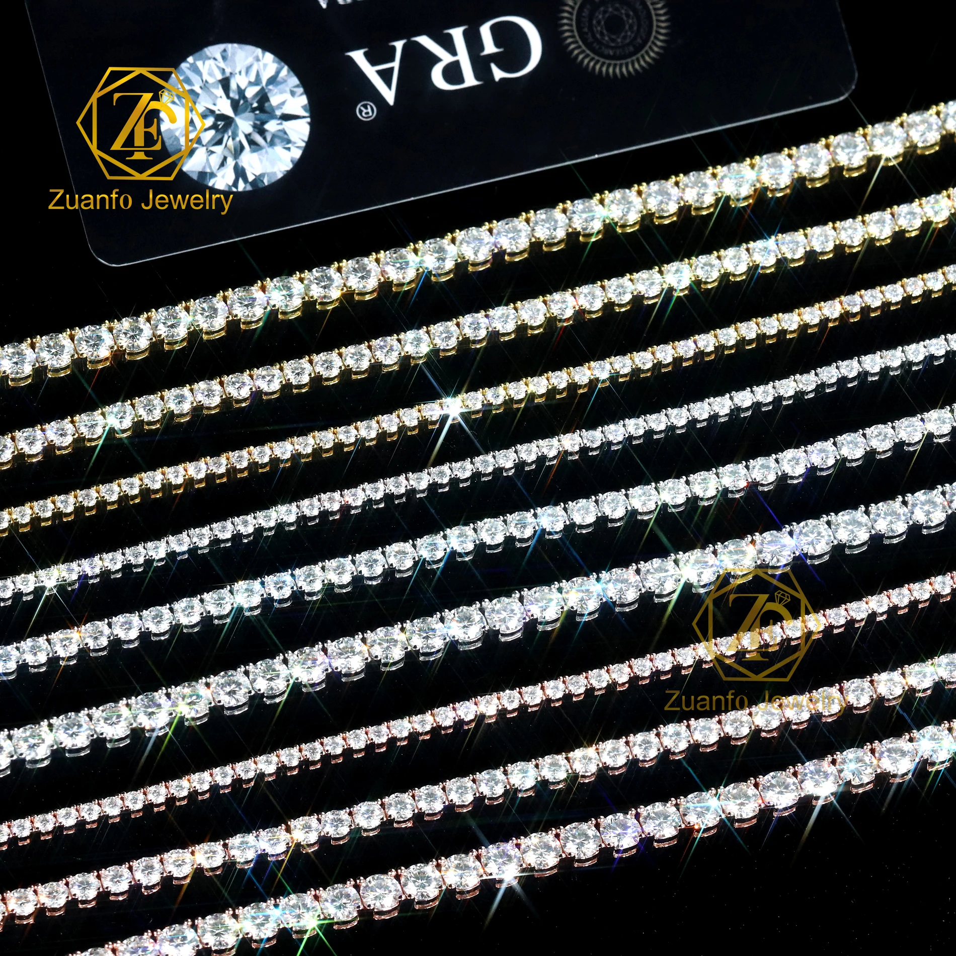 3mm 4mm 5mm 6.5inch 7inch 925 Sterling Silver Iced Out D Color Luxury Hip Hop Jewelry Moissanite VVS Tennis Chain Bracelets