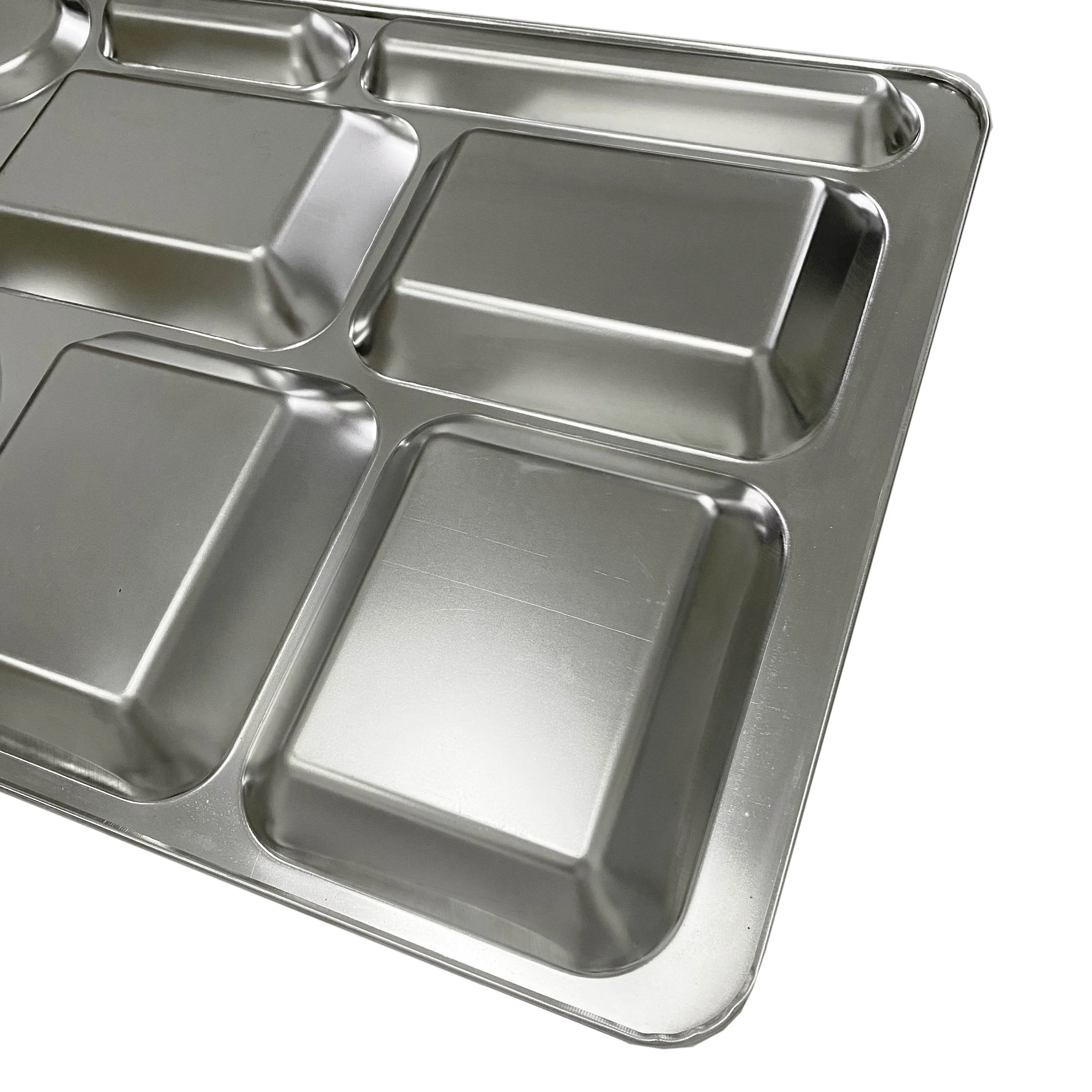 Wholesale Stainless Steel Dinner Plate 9 Compartment Divided Lunch Box  Food Tray Plate For Restaurant With Lid