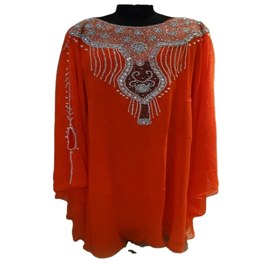 Women Beading Long Sleeve  Evening  designer Dress Arabic Style islamic women Fancy kaftan