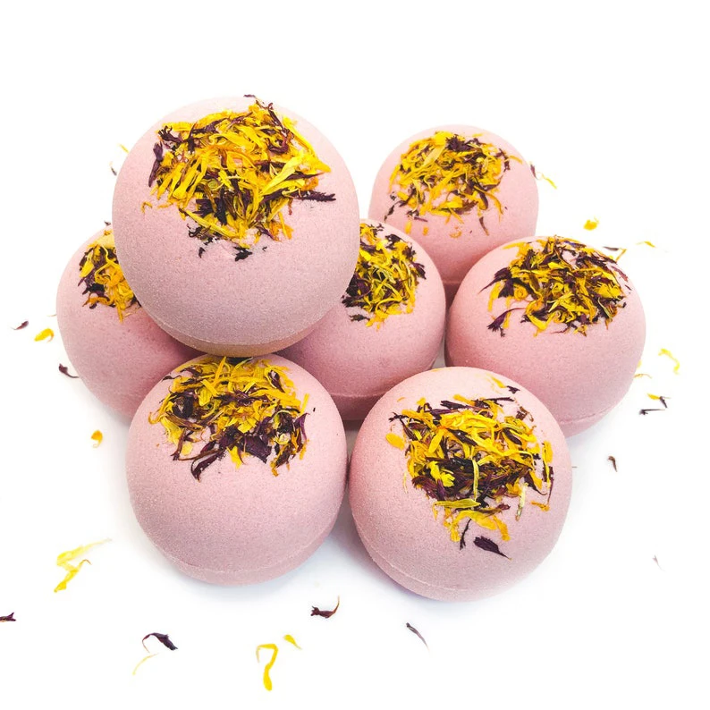 Wholesale Large Handmade Organic Pink Passionfruit Rose Scented Bath Bombs Bulk Buy