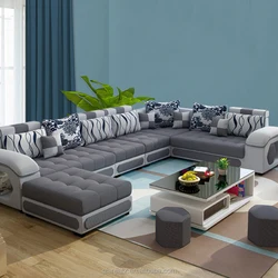 Lobby Comfortable Living Room Furniture 9 Seater Designer Italian Fabric Sofa