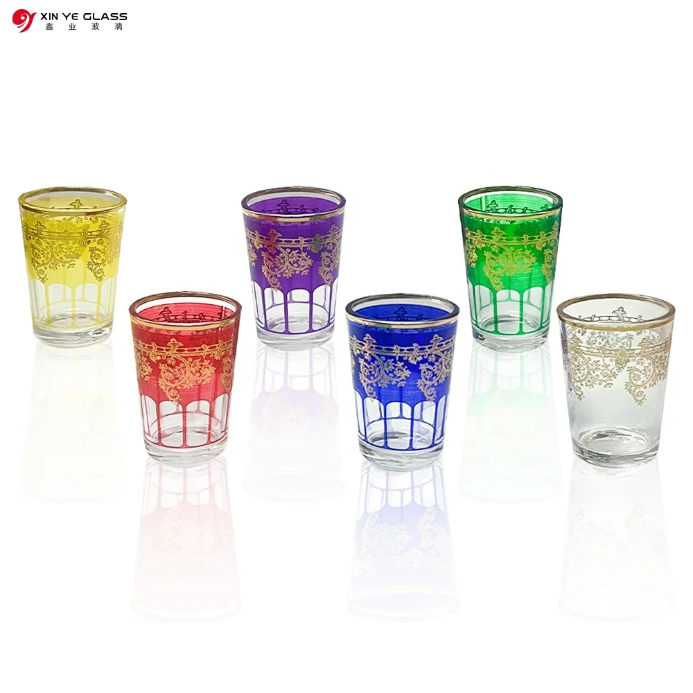 In stock Promotion Custom Sublimation Printing 55ml Shot Glass with Gold Rim Shot Glass Mug