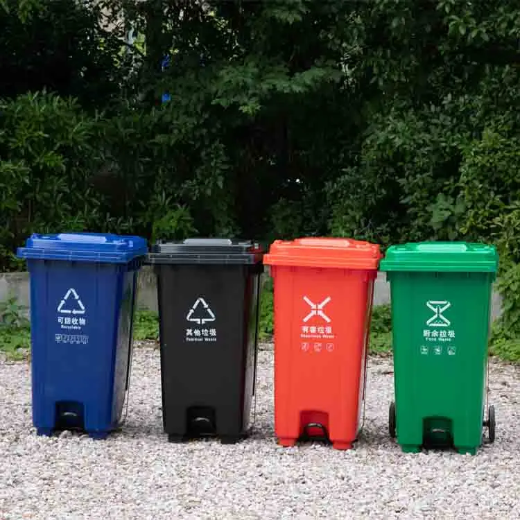 Waste Trash Wheelie Mobile Garbage Bins Dustbin 120l Outdoor Standing Trash Can With Wheel Side Pedal