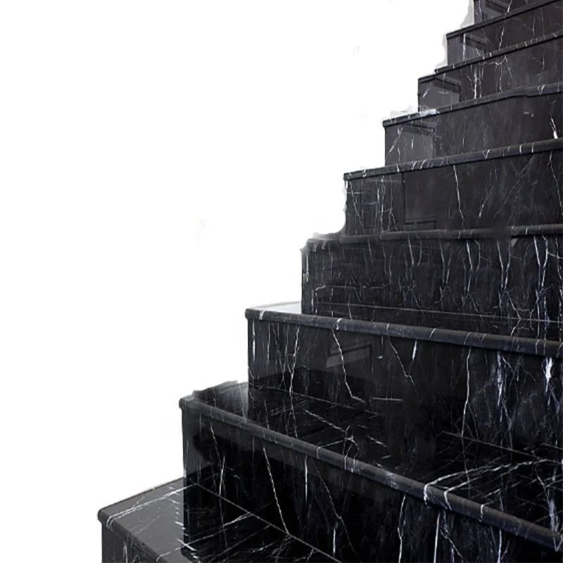 Китай черный мрамор Nero Marquina мраморные современные лестничные проступи, природа мраморная лестница