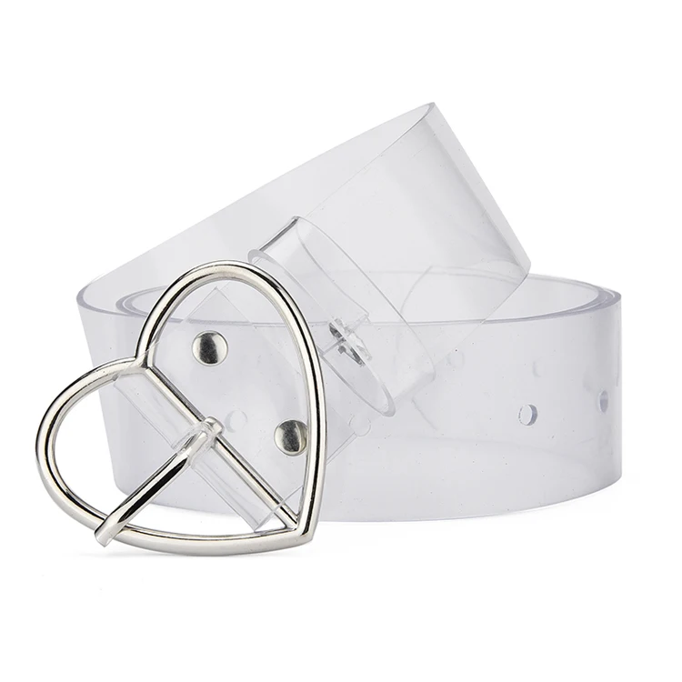 Manufacturer made lover heart zinc alloy buckle belt high quality durable white pvc belt