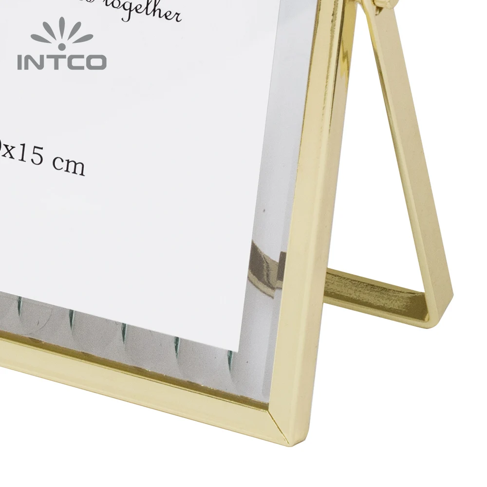 Intco Home Furnishing Decoration Thin Edge Iron Art Double Glass Floating Frame Metal Picture Photo Frame