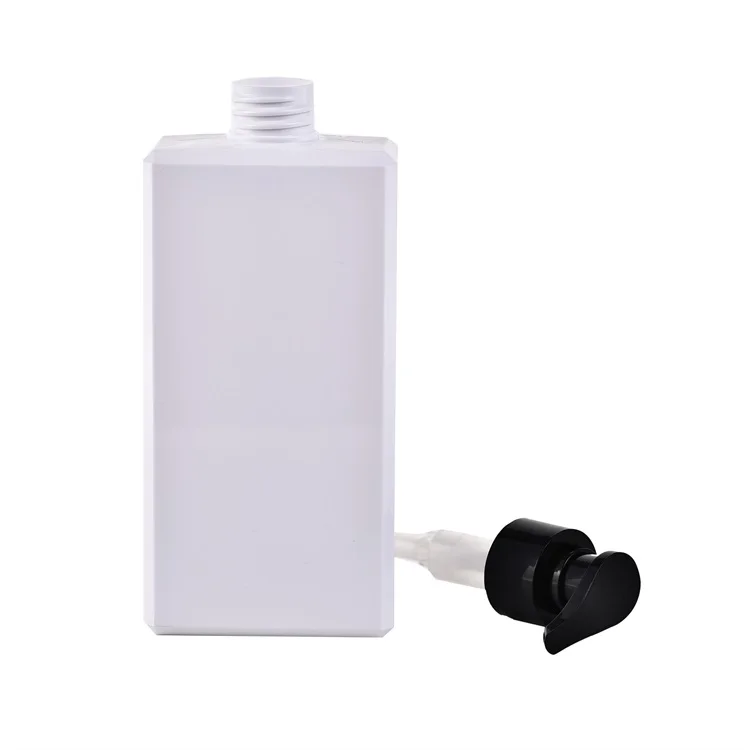 Hot Sale Clear Empty PETG 500ml Shower Gel Plastic Bottle Hair Care White Flat Square Shampoo Lotion Pump Plastic Bottle